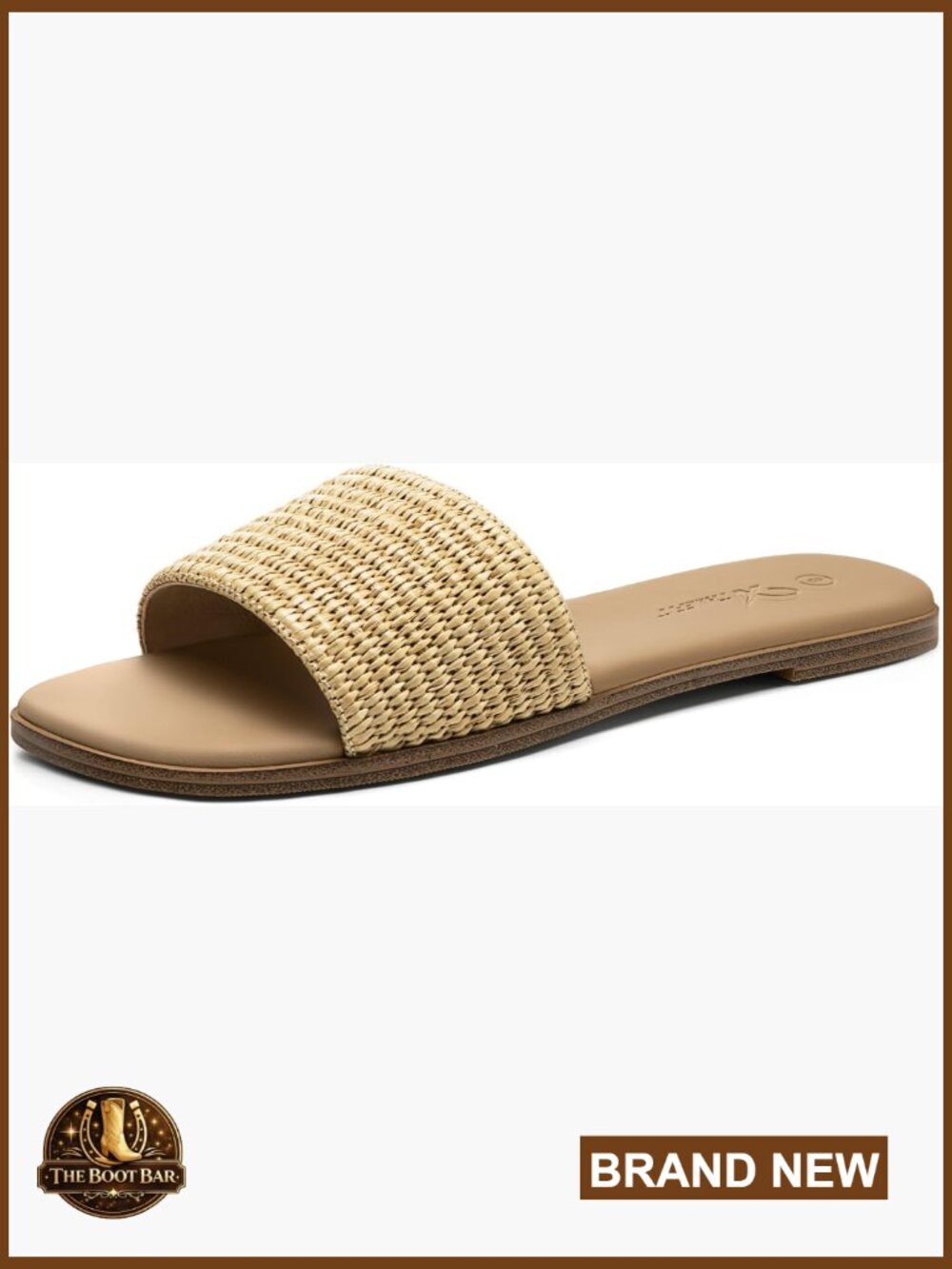 Raffia Square Toe Slip On Dressy Casual Slide Sandals for Women